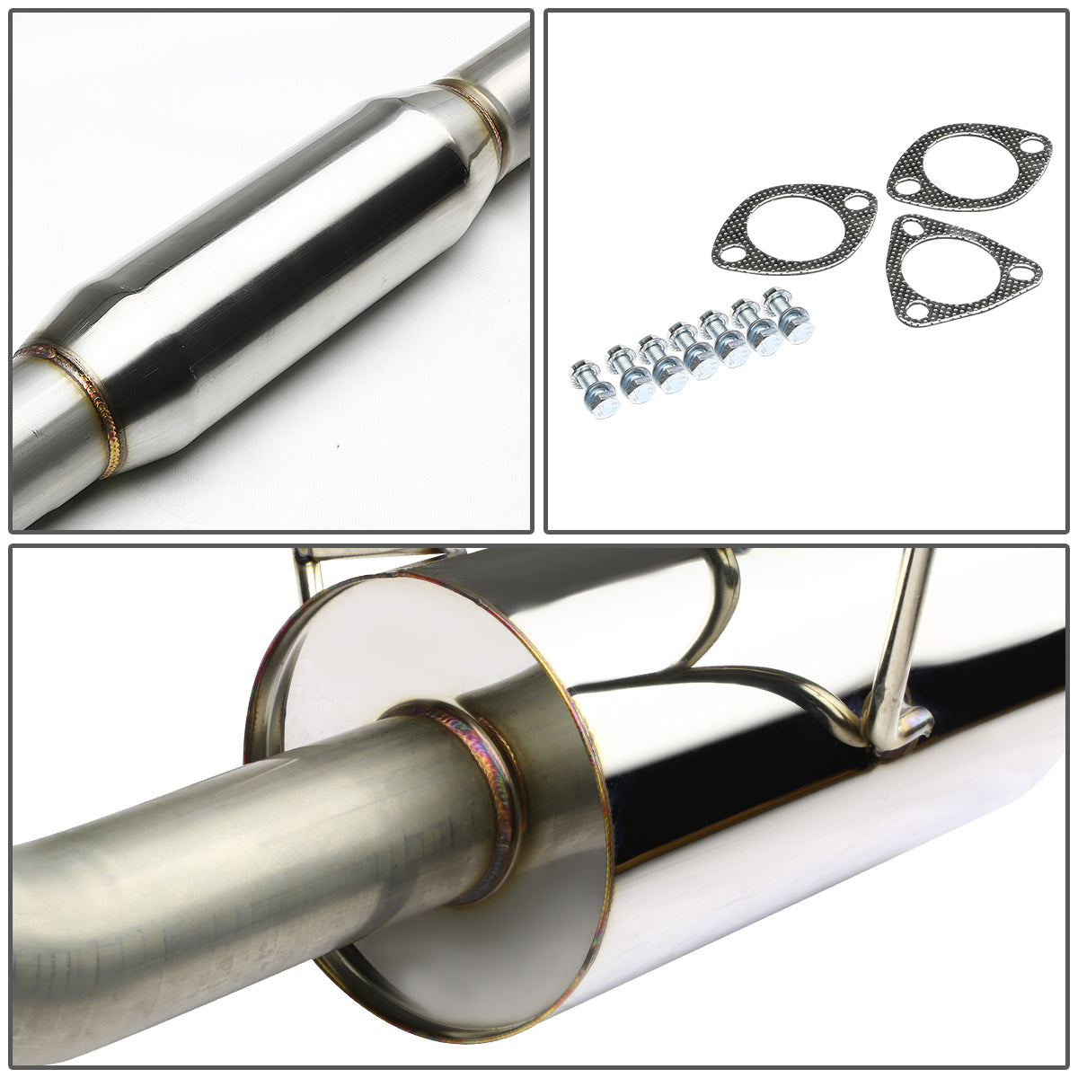 TUBERIA CATBACK CATBACK - 01-05 HONDA CIVIC EX - SINGLE ROLLED TIP - STAINLESS STEEL