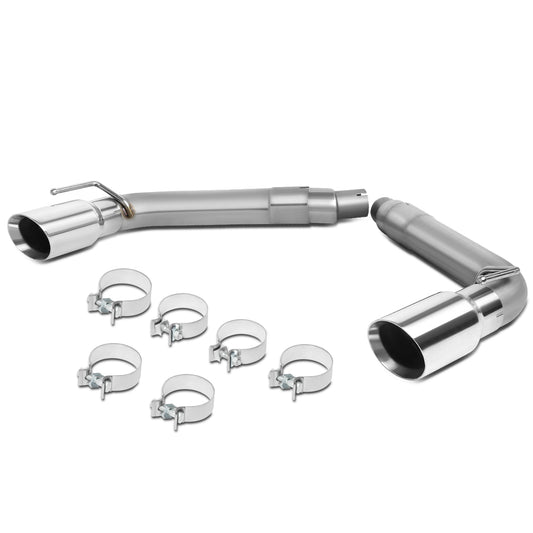 TUBERIA CATBACK AXELBACK - 10-15 CHEVY CAMARO 3.6L 6.2L 7.0L - DUAL ROLLED TIP - FITS VEHICLES W/O FACTORY GM GROUND EFFECTS KIT - STAINLESS STEEL