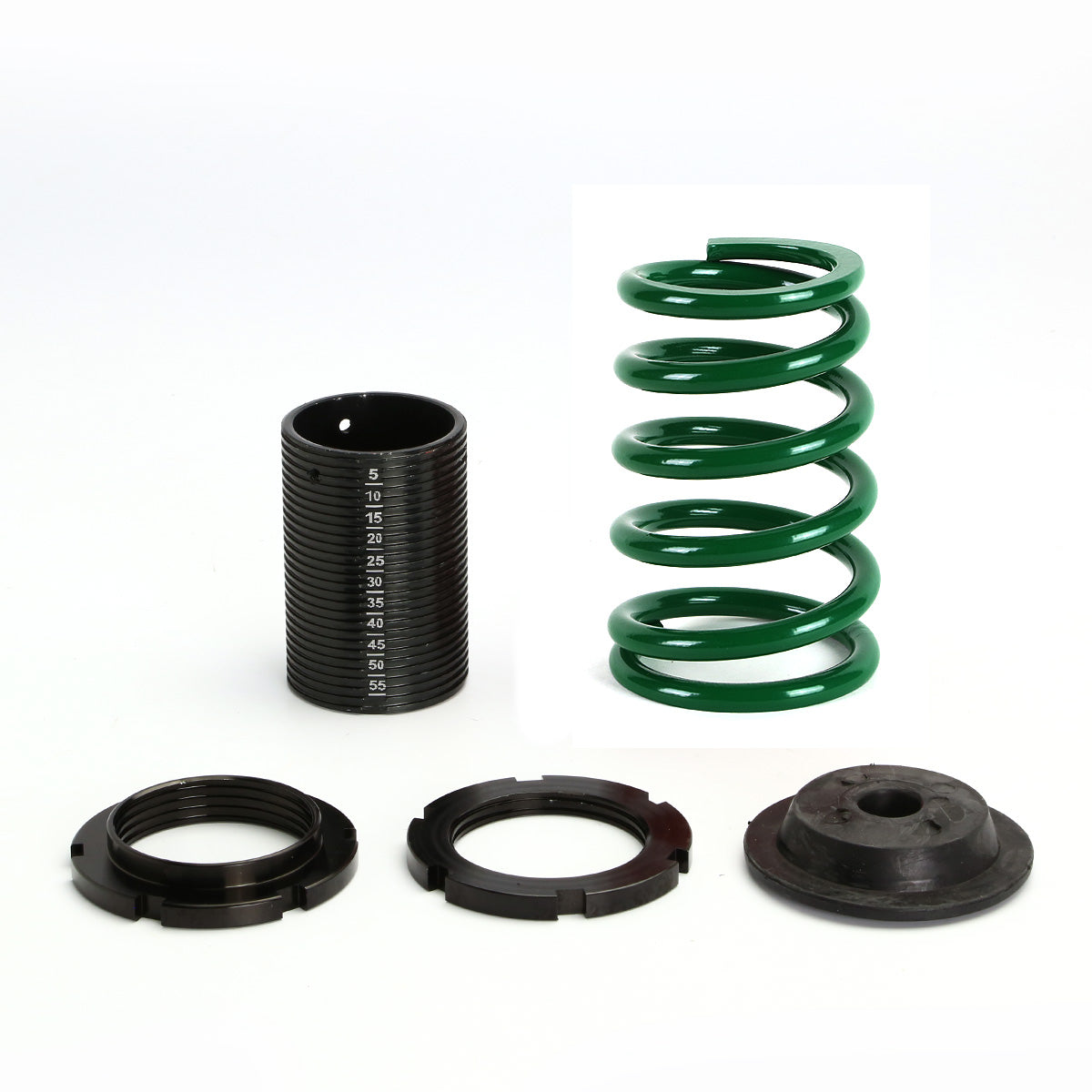 COILOVER 01-05 HONDA CIVIC - SCALE - BLACK SLEEVE / BLACK TOP / GREEN SPRING