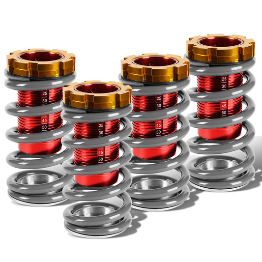 COILOVER 88-00 HONDA CIVIC / 88-91 CRX / 93-97 DEL SOL / 90-01 INTEGRA - SCALE - RED SLEEVES / GOLD TOP / SILVER SPRING