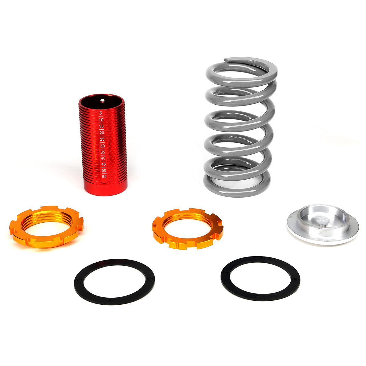 COILOVER 88-00 HONDA CIVIC / 88-91 CRX / 93-97 DEL SOL / 90-01 INTEGRA - SCALE - RED SLEEVES / GOLD TOP / SILVER SPRING