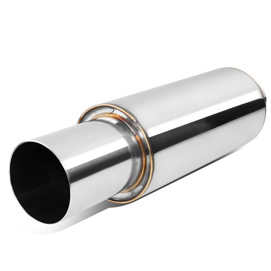 MOFLES RACING MUFFLER - TIP DIAMETER: 3.0"
TIP LENGTH: 3.5"
INLET DIAMETER: 2.0"
INLET LENGTH: 1.77"
BODY DIAMETER: 4.0"
BODY LENGTH: 9.2"
TOTAL LENGTH: 14.7" ROUND CUT / POLISHING