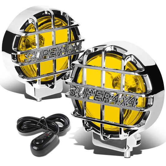 FAROS DE NIEBLA UNIVERSAL - ROUND - 6 INCH SUPER 4X4 - W/ SWITCH - H3 BULB - AMBER / CHROME