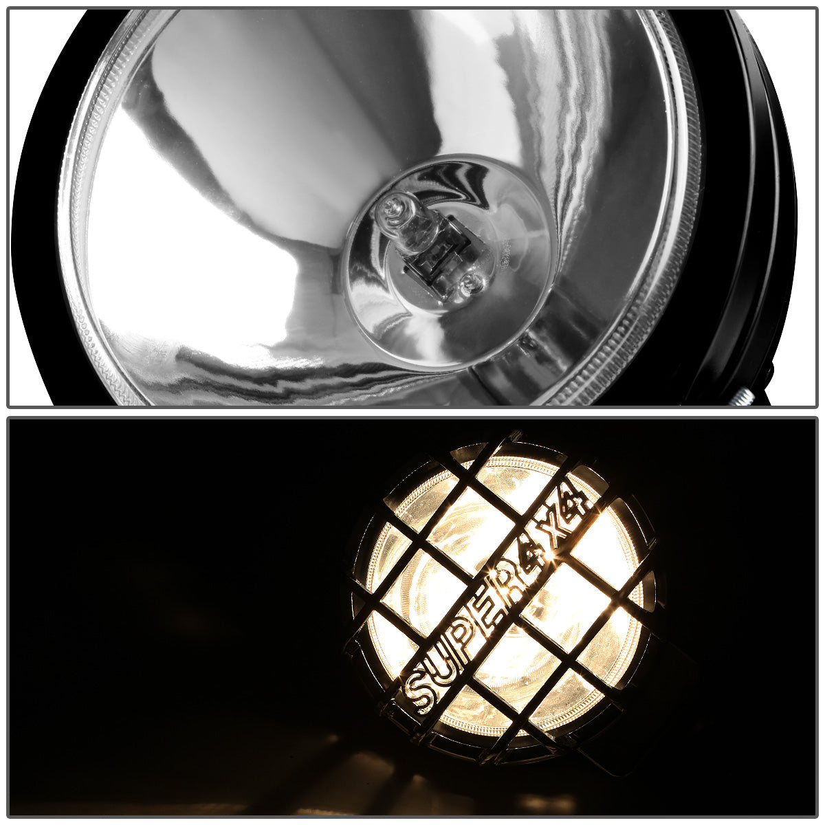 FAROS DE NIEBLA UNIVERSAL - ROUND - 6 INCH SUPER 4X4 - W/ SWITCH - H3 BULB - CHROME / BLACK
