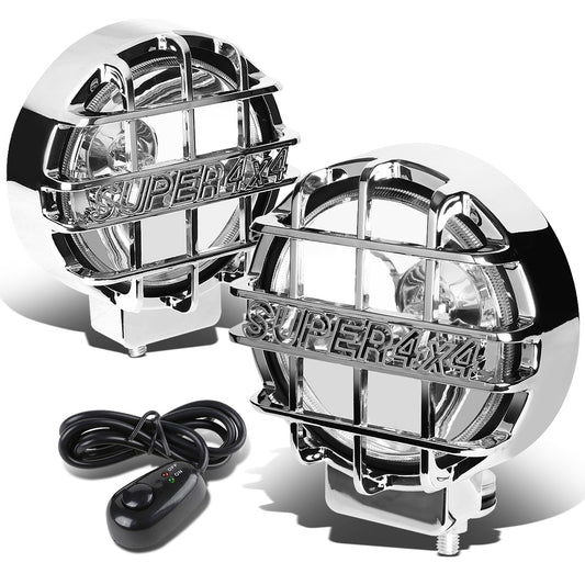 FAROS DE NIEBLA UNIVERSAL - ROUND - 6 INCH SUPER 4X4 - W/ SWITCH - H3 BULB - CHROME / CHROME