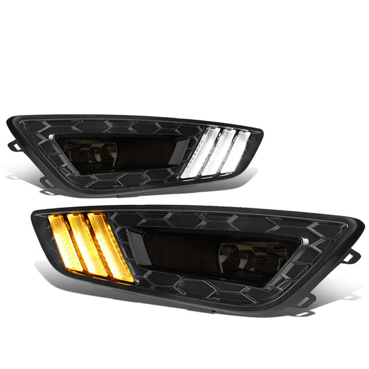 FAROS DE NIEBLA 15-17 FORD FOCUS 4-DR - DOES NOT FIT ELECTRIC MODELS - LED DRL - W/ BEZEL - NO SWITCH - BLACK / SMOKE