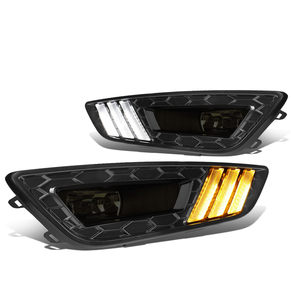 FAROS DE NIEBLA 15-17 FORD FOCUS 4-DR - DOES NOT FIT ELECTRIC MODELS - LED DRL - W/ BEZEL - NO SWITCH - BLACK / SMOKE