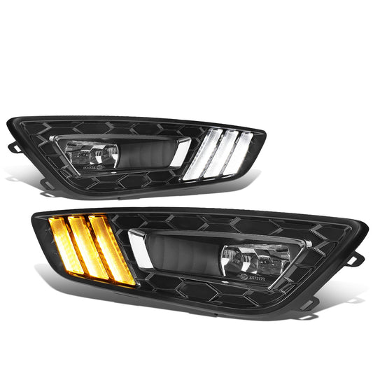 FAROS DE NIEBLA 15-17 FORD FOCUS 4-DR - DOES NOT FIT ELECTRIC MODELS - LED DRL - W/ BEZEL - NO SWITCH - BLACK / WHITE