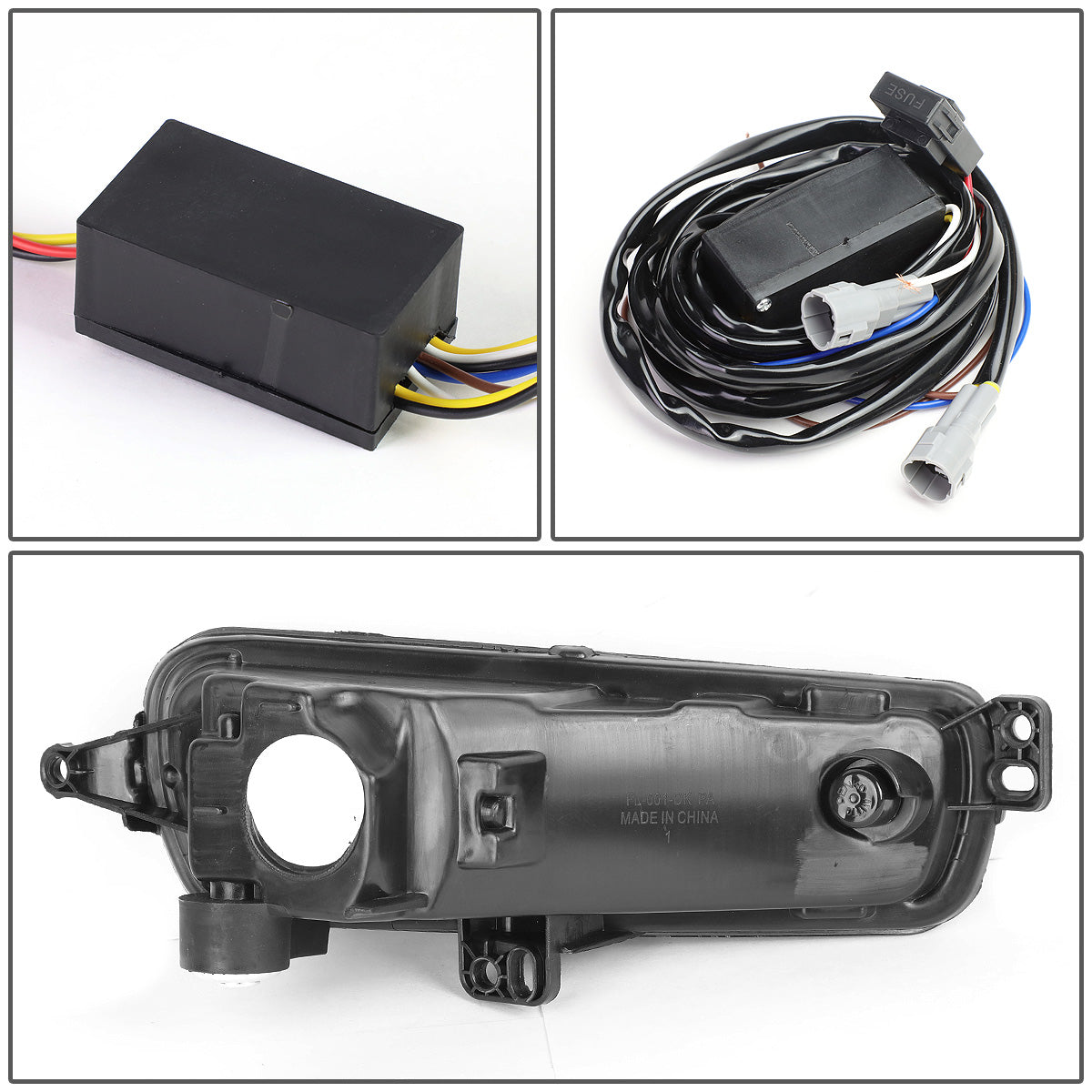 FAROS DE NIEBLA 15-17 FORD FOCUS 4-DR - DOES NOT FIT ELECTRIC MODELS - LED DRL - W/ BEZEL - NO SWITCH - BLACK / YELLOW