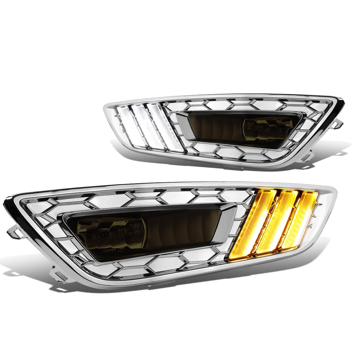 FAROS DE NIEBLA 15-17 FORD FOCUS 4-DR - DOES NOT FIT ELECTRIC MODELS - LED DRL - W/ BEZEL - NO SWITCH - CHROME / SMOKE
