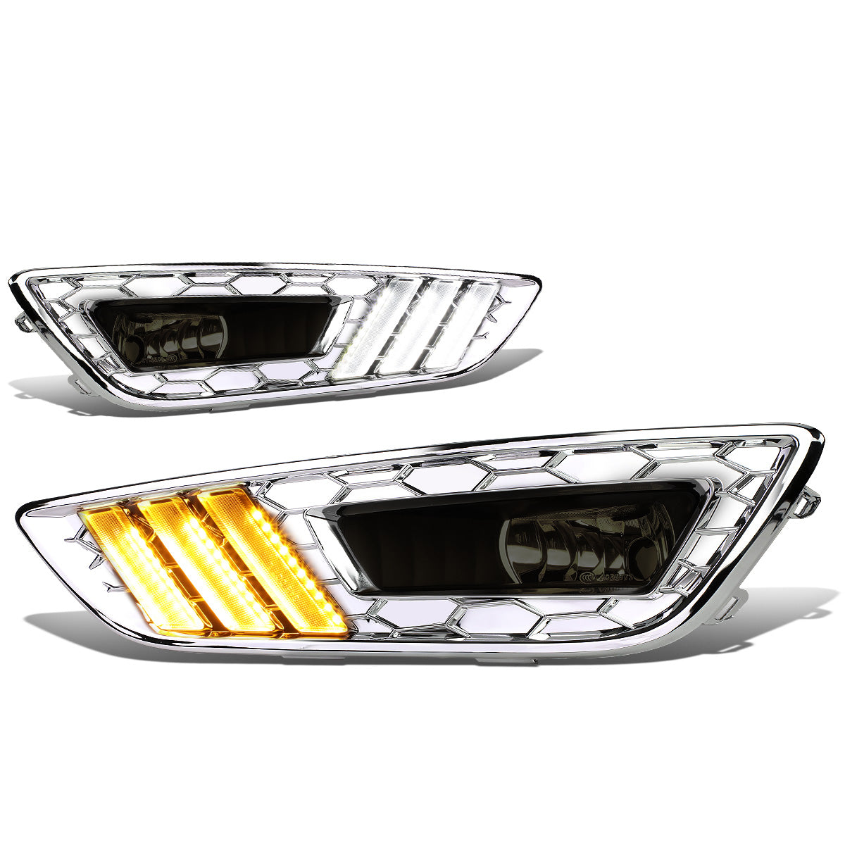 FAROS DE NIEBLA 15-17 FORD FOCUS 4-DR - DOES NOT FIT ELECTRIC MODELS - LED DRL - W/ BEZEL - NO SWITCH - CHROME / SMOKE
