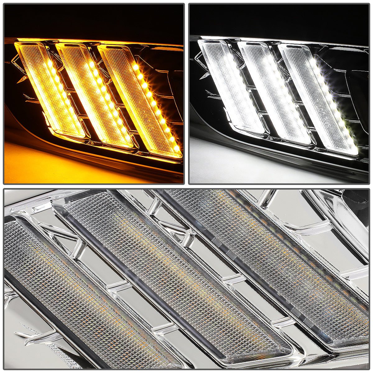 FAROS DE NIEBLA 15-17 FORD FOCUS 4-DR - DOES NOT FIT ELECTRIC MODELS - LED DRL - W/ BEZEL - NO SWITCH - CHROME / SMOKE