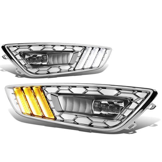 FAROS DE NIEBLA 15-17 FORD FOCUS 4-DR - DOES NOT FIT ELECTRIC MODELS - LED DRL - W/ BEZEL - NO SWITCH - CHROME / WHITE