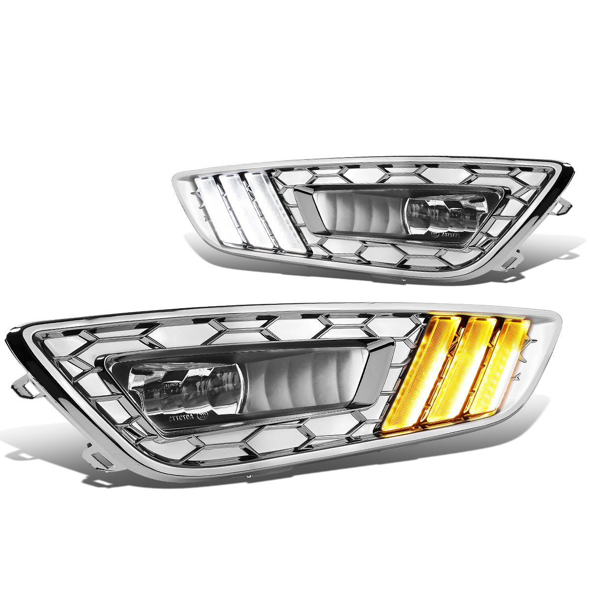 FAROS DE NIEBLA 15-17 FORD FOCUS 4-DR - DOES NOT FIT ELECTRIC MODELS - LED DRL - W/ BEZEL - NO SWITCH - CHROME / WHITE