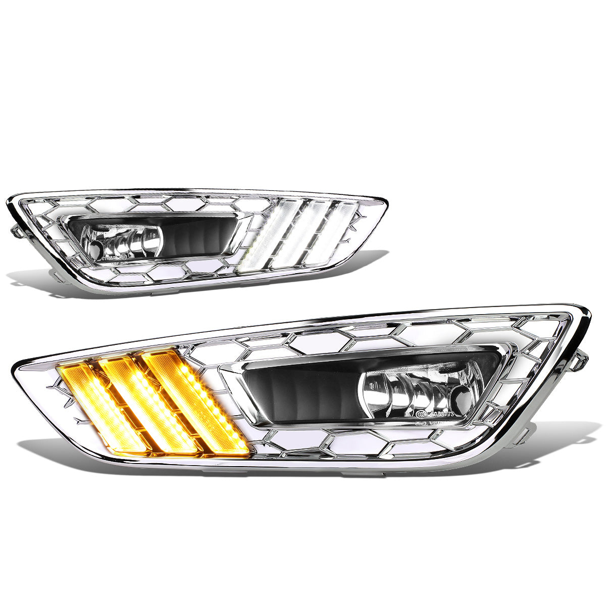 FAROS DE NIEBLA 15-17 FORD FOCUS 4-DR - DOES NOT FIT ELECTRIC MODELS - LED DRL - W/ BEZEL - NO SWITCH - CHROME / WHITE