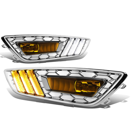 FAROS DE NIEBLA 15-17 FORD FOCUS 4-DR - DOES NOT FIT ELECTRIC MODELS - LED DRL - W/ BEZEL - NO SWITCH - CHROME / YELLOW