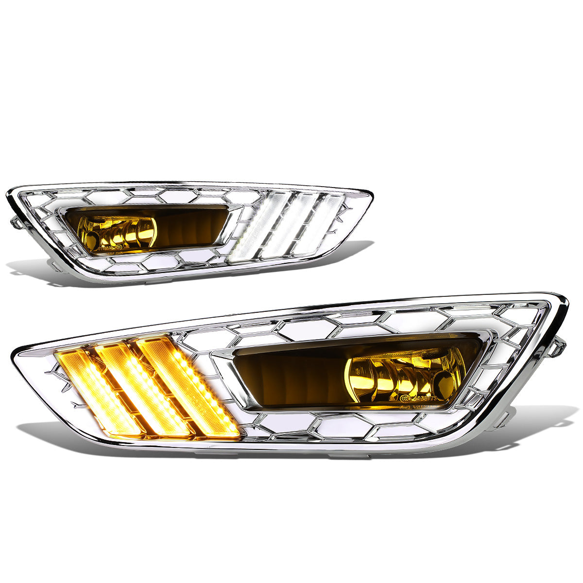 FAROS DE NIEBLA 15-17 FORD FOCUS 4-DR - DOES NOT FIT ELECTRIC MODELS - LED DRL - W/ BEZEL - NO SWITCH - CHROME / YELLOW