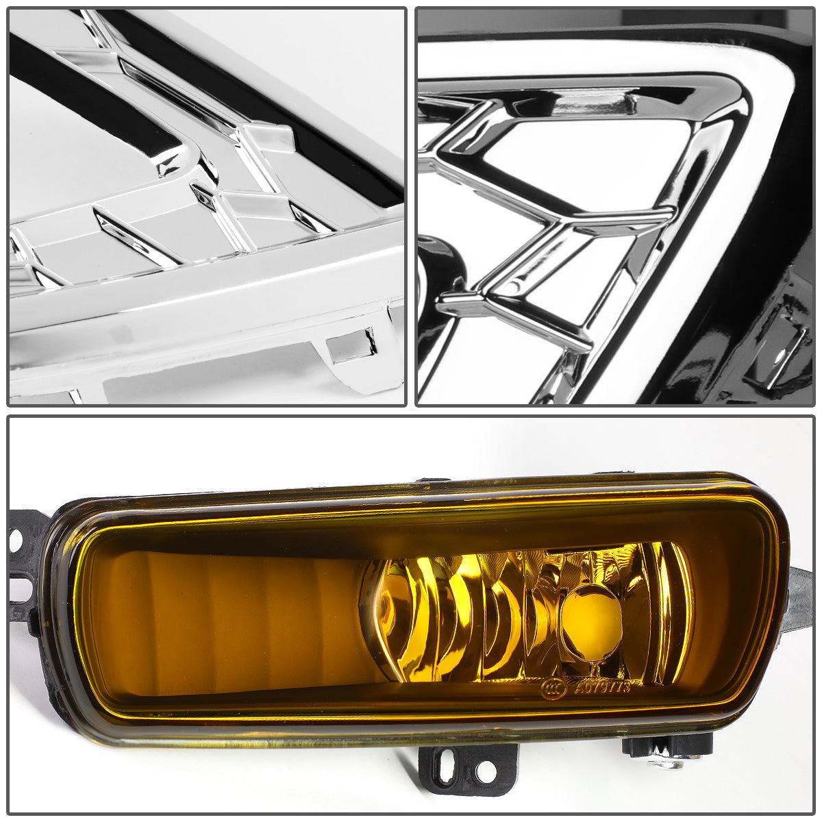 FAROS DE NIEBLA 15-17 FORD FOCUS 4-DR - DOES NOT FIT ELECTRIC MODELS - LED DRL - W/ BEZEL - NO SWITCH - CHROME / YELLOW