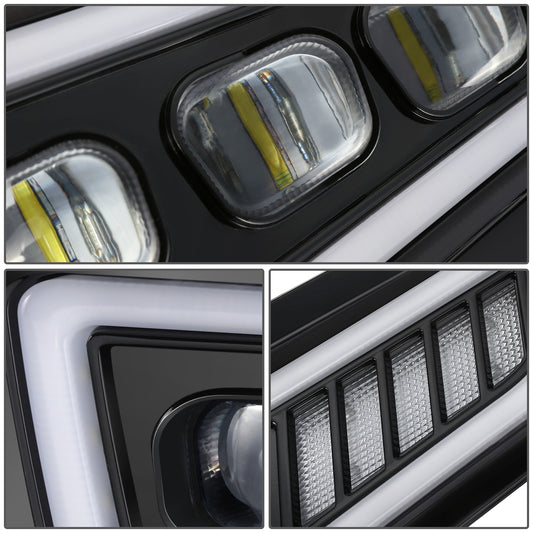 FAROS DE NIEBLA FORD F-150 RAPTOR 2017-2020 - TRI-PROJECTOR LED FOG LIGHT HALO RING SEQUENTIAL CHASE TURN SIGNAL - BLACK