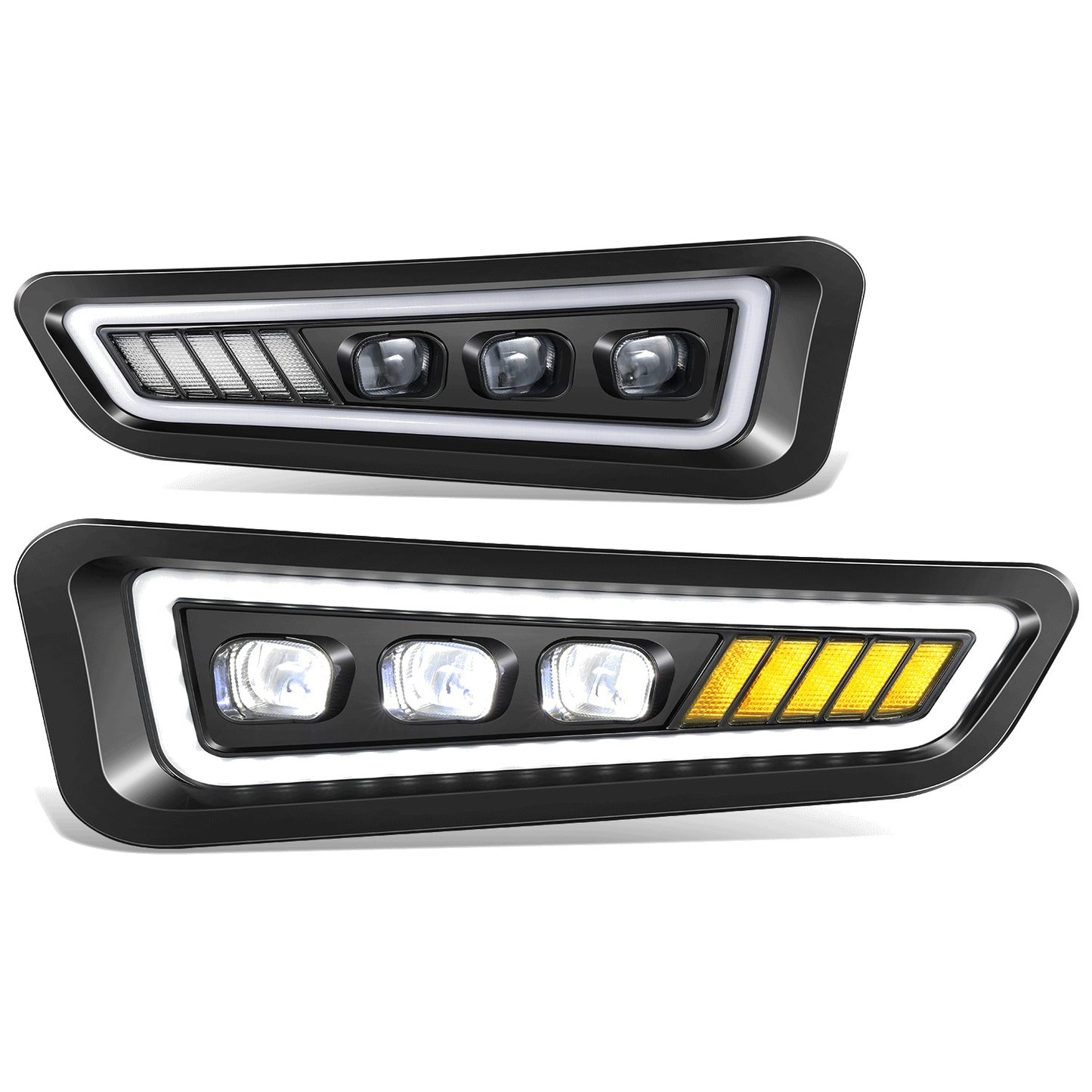 FAROS DE NIEBLA FORD F-150 RAPTOR 2017-2020 - TRI-PROJECTOR LED FOG LIGHT HALO RING SEQUENTIAL CHASE TURN SIGNAL - BLACK