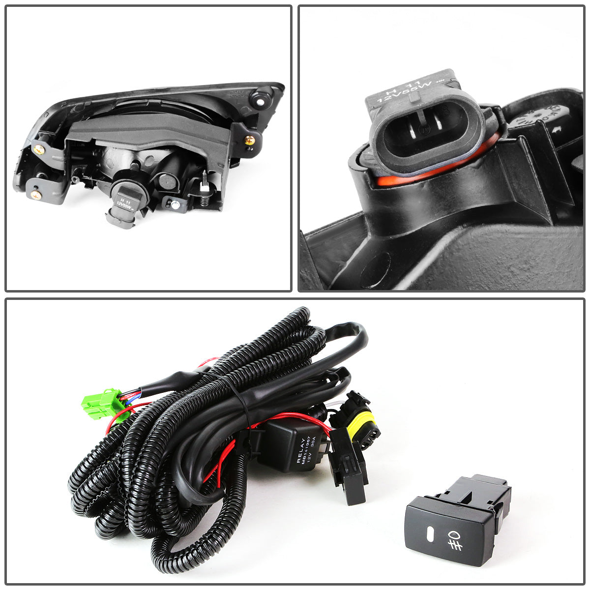 FAROS DE NIEBLA 12 HONDA CIVIC - 4-DR - W/ SWITCH - H11 BULB - CLEAR