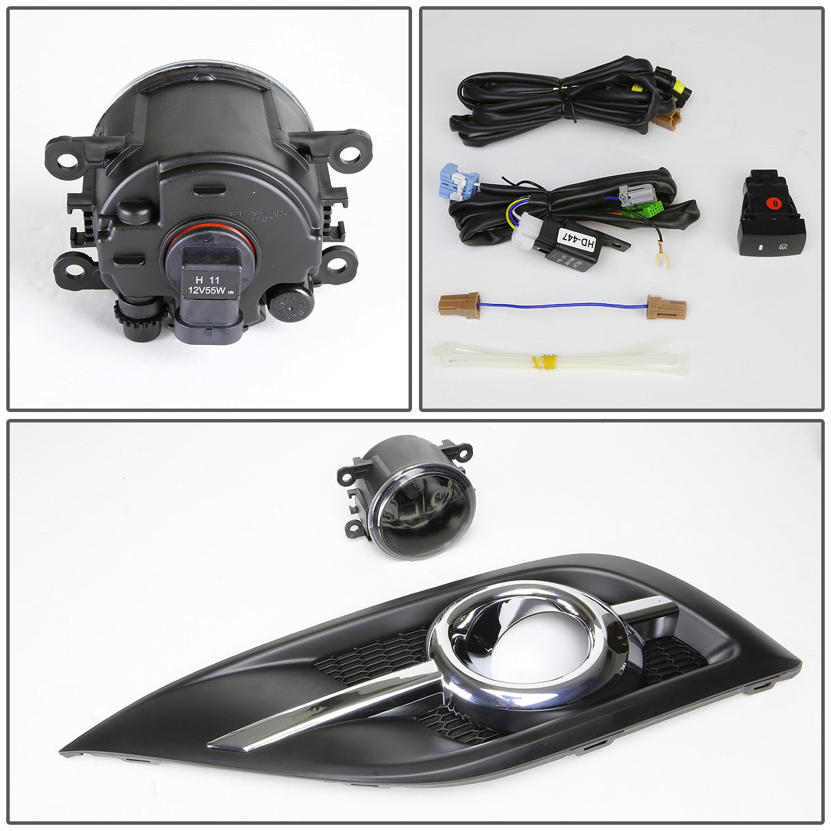 FAROS DE NIEBLA 12-14 HONDA CRV - CHROME TRIM W/ SWITCH - H11 BULB - SMOKE