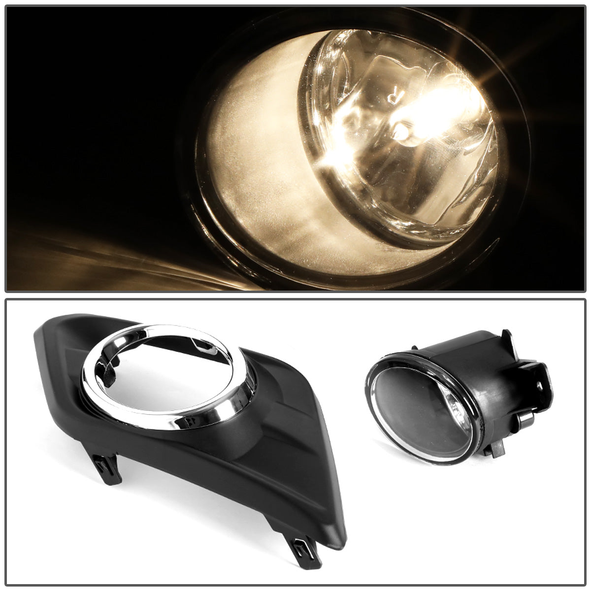 FAROS DE NIEBLA 14-16 NISSAN ROGUE - WITH SWITCH, BEZEL - H11 BULB - CHROME / CLEAR