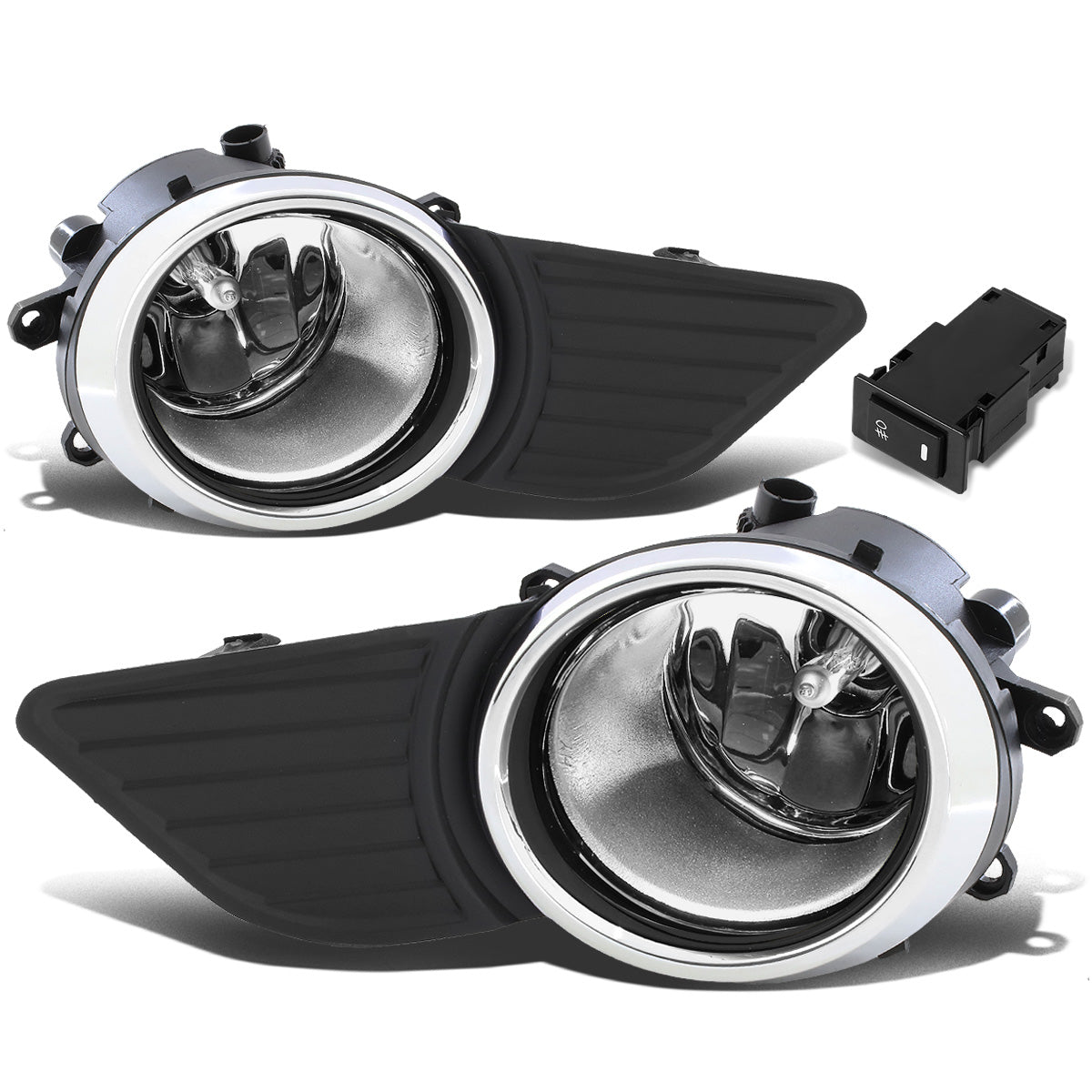 FAROS DE NIEBLA 11-17 TOYOTA SIENNA - DOES NOT FIT SE MODELS - WITH SWITCH, CHROME TRIM BEZEL - H11 BULB - CHROME / CLEAR