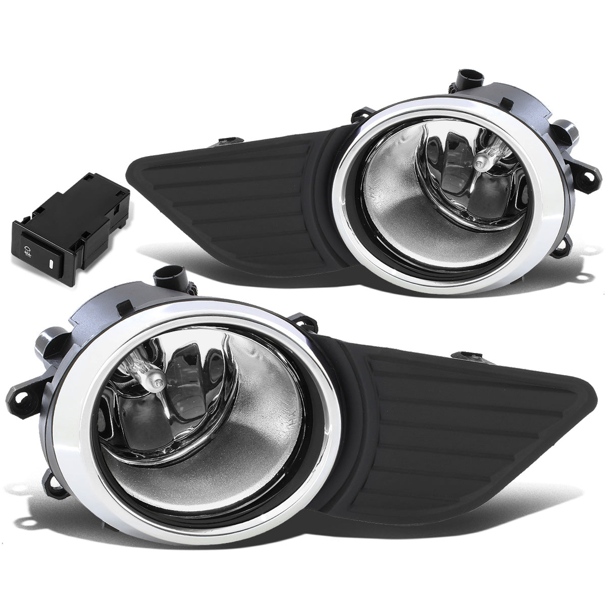 FAROS DE NIEBLA 11-17 TOYOTA SIENNA - DOES NOT FIT SE MODELS - WITH SWITCH, CHROME TRIM BEZEL - H11 BULB - CHROME / CLEAR