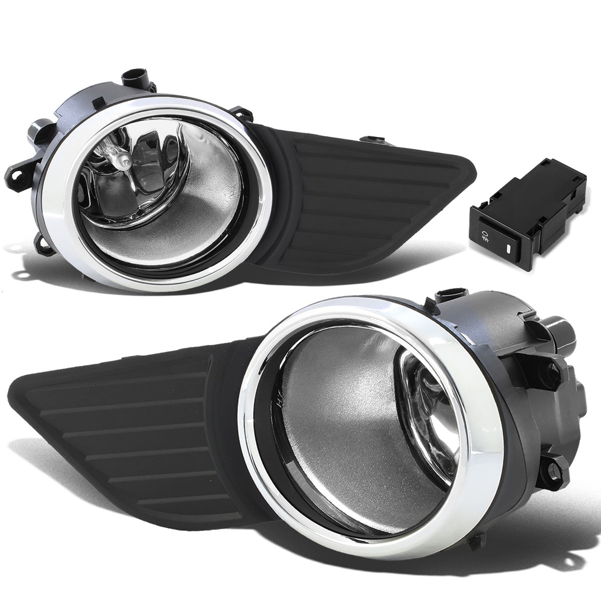 FAROS DE NIEBLA 11-17 TOYOTA SIENNA - DOES NOT FIT SE MODELS - WITH SWITCH, CHROME TRIM BEZEL - H11 BULB - CHROME / CLEAR