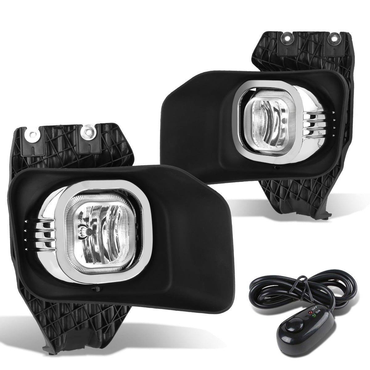 FAROS DE NIEBLA 11-16 FORD F-250, F-350, F-450, F-550 SUPER DUTY - WITH SWITCH, BEZEL - H10 BULB - CHROME / CLEAR