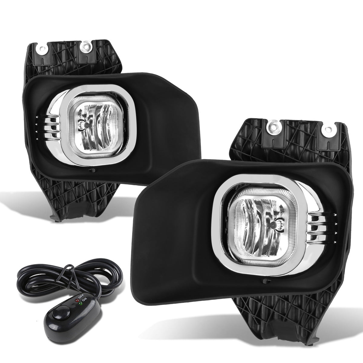 FAROS DE NIEBLA 11-16 FORD F-250, F-350, F-450, F-550 SUPER DUTY - WITH SWITCH, BEZEL - H10 BULB - CHROME / CLEAR