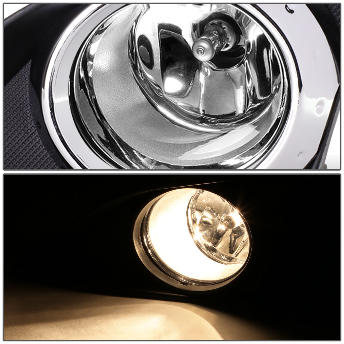 FAROS DE NIEBLA 09-10 TOYOTA COROLLA 4-DR SEDAN - WITH SWITCH, BEZEL - H11 BULBS - CHROME / CLEAR