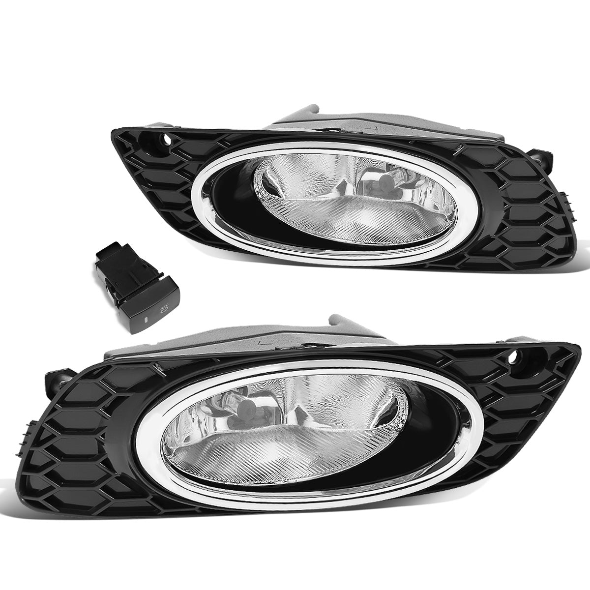 FAROS DE NIEBLA 12 HONDA CIVIC 4-DOOR SEDAN - WITH SWITCH, CHROME TRIM BEZEL - H11 BULB - CHROME / CLEAR