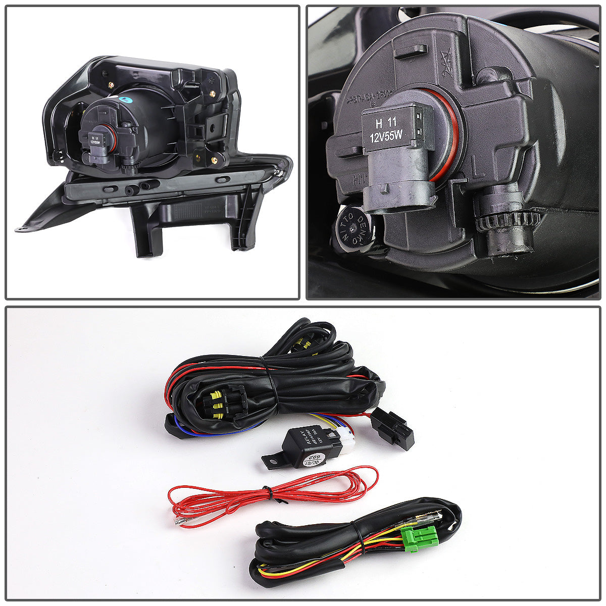 FAROS DE NIEBLA 14-16 TOYOTA HIGHLANDER - WITH SWITCH, BEZEL - H11 BULB - CHROME / CLEAR