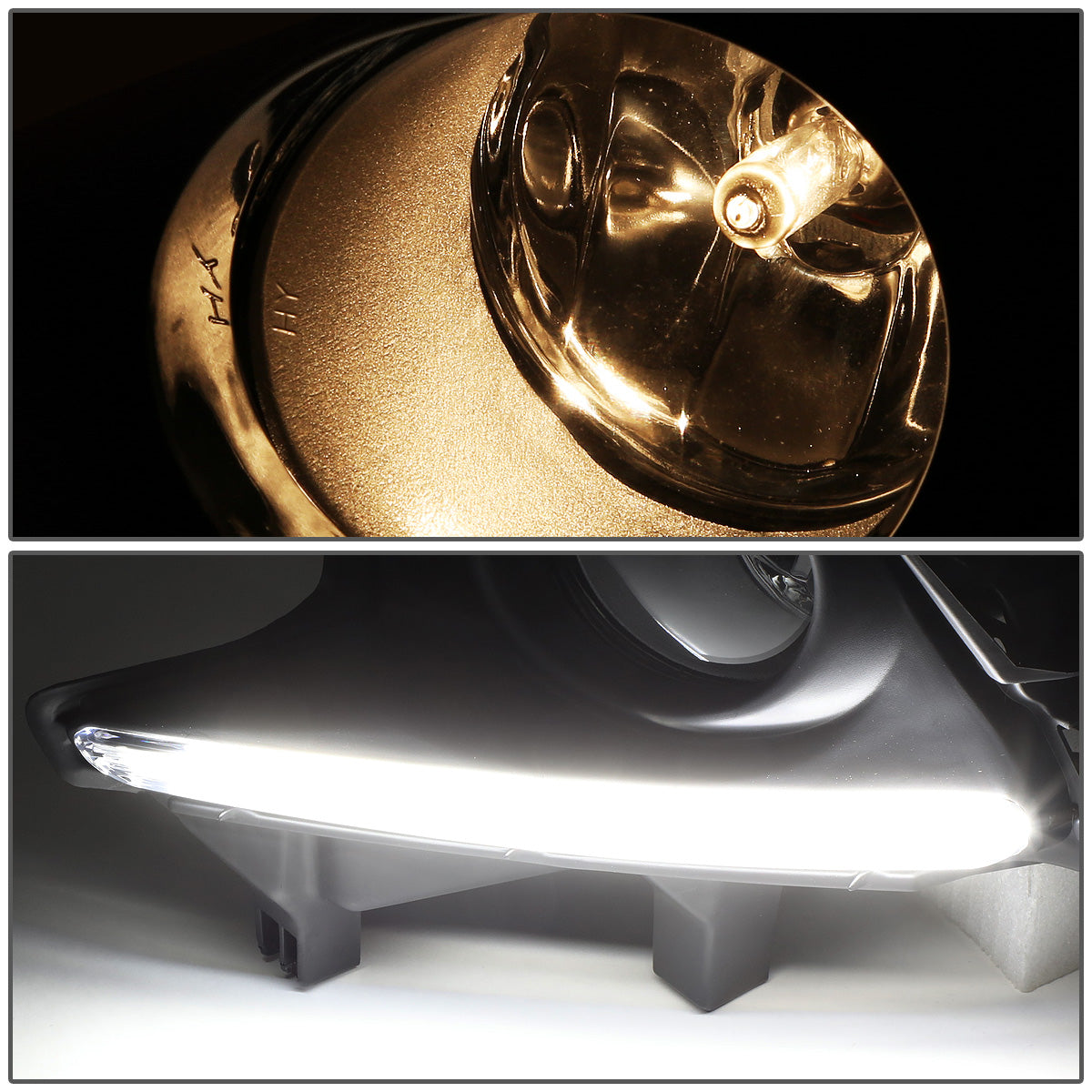 FAROS DE NIEBLA 14-16 TOYOTA HIGHLANDER - WITH SWITCH, BLACK BEZEL - H11 BULB - CHROME / CLEAR