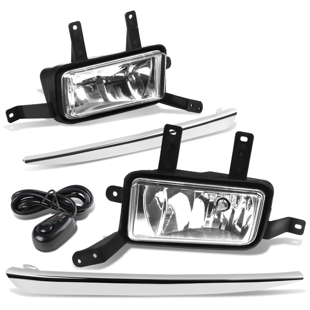 FAROS DE NIEBLA 15-20 CHEVY TAHOE, SUBURBAN / 16-19 SUBURBAN 3500HD - WITH SWITCH, CHROME TRIM BEZEL - 5202 BULB - CHROME / CLEAR