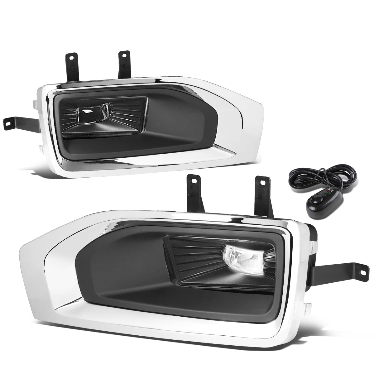 FAROS DE NIEBLA 15-18 GMC YUKON, YUKON XL - HIGH POWERED LED - WITH SWITCH, BEZEL - CHROME / CLEAR