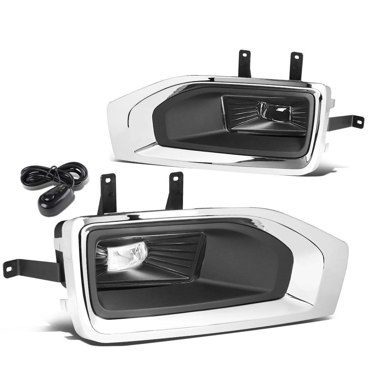 FAROS DE NIEBLA 15-18 GMC YUKON, YUKON XL - HIGH POWERED LED - WITH SWITCH, BEZEL - CHROME / CLEAR