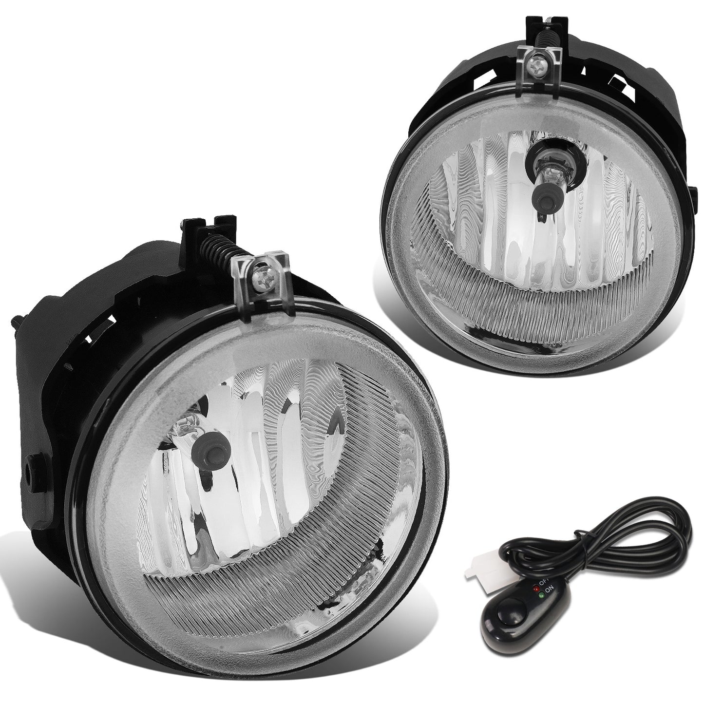FAROS DE NIEBLA 05-08 CHRYSLER PACIFICA / 05-09 SEBRING, TOWN AND COUNTRY / 08-10 DODGE AVENGER, CHALLENGER, GRAND CARAVAN / 07-10 CALIBER, NITRO / 05-07 CARAVAN . 06-09 CHARGER / 07-09 JEEP COMPASS, PATRIOT - WITH SWITCH - CHROME / CLEAR