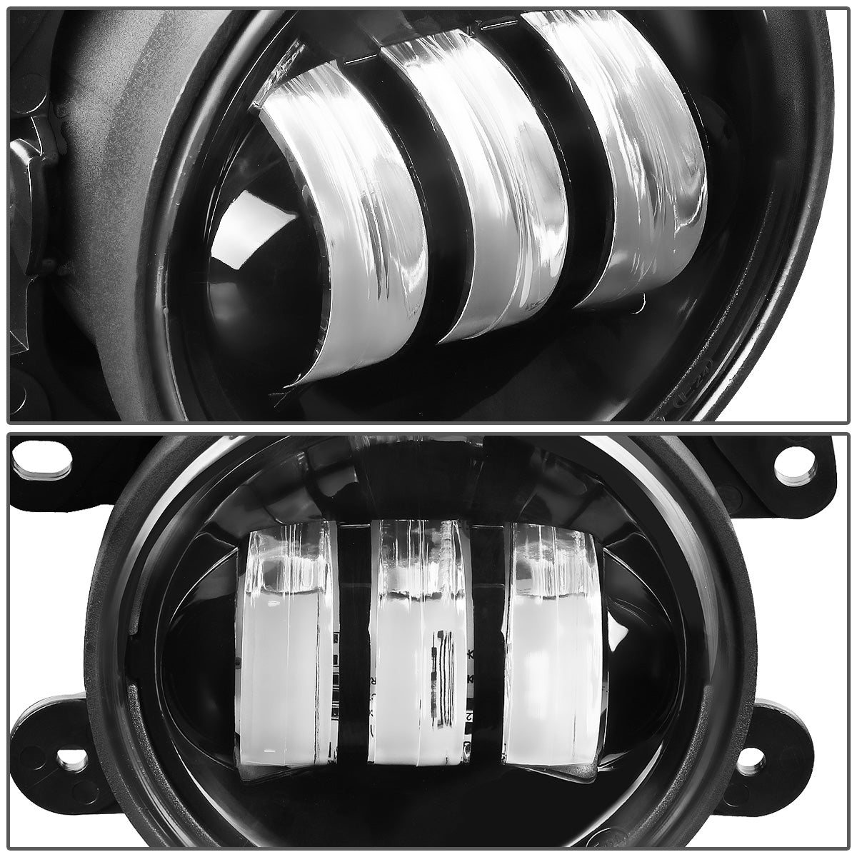 FAROS DE NIEBLA 11-14 DODGE CHARGER / 10-19 JOURNEY / 14-18 JEEP CHEROKEE / 11-13 GRAND CHEROKEE / 07-17 WRANGLER / 2018 WRANGLER JK - LED PROJECTOR - CHROME / CLEAR