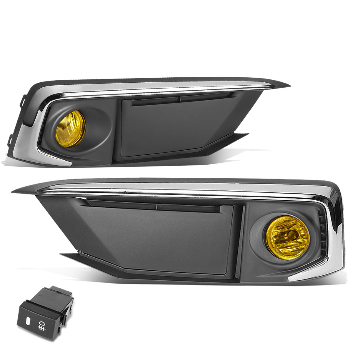 FAROS DE NIEBLA 19-20 HONDA CIVIC 2-DR COUPE, 4-DR SEDAN - WITH SWITCH, CHROME TRIM BEZEL - AMBER