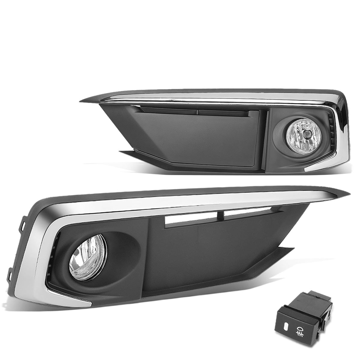 FAROS DE NIEBLA 19-20 HONDA CIVIC 2-DR COUPE, 4-DR SEDAN - WITH SWITCH, CHROME TRIM BEZEL - CHROME / CLEAR