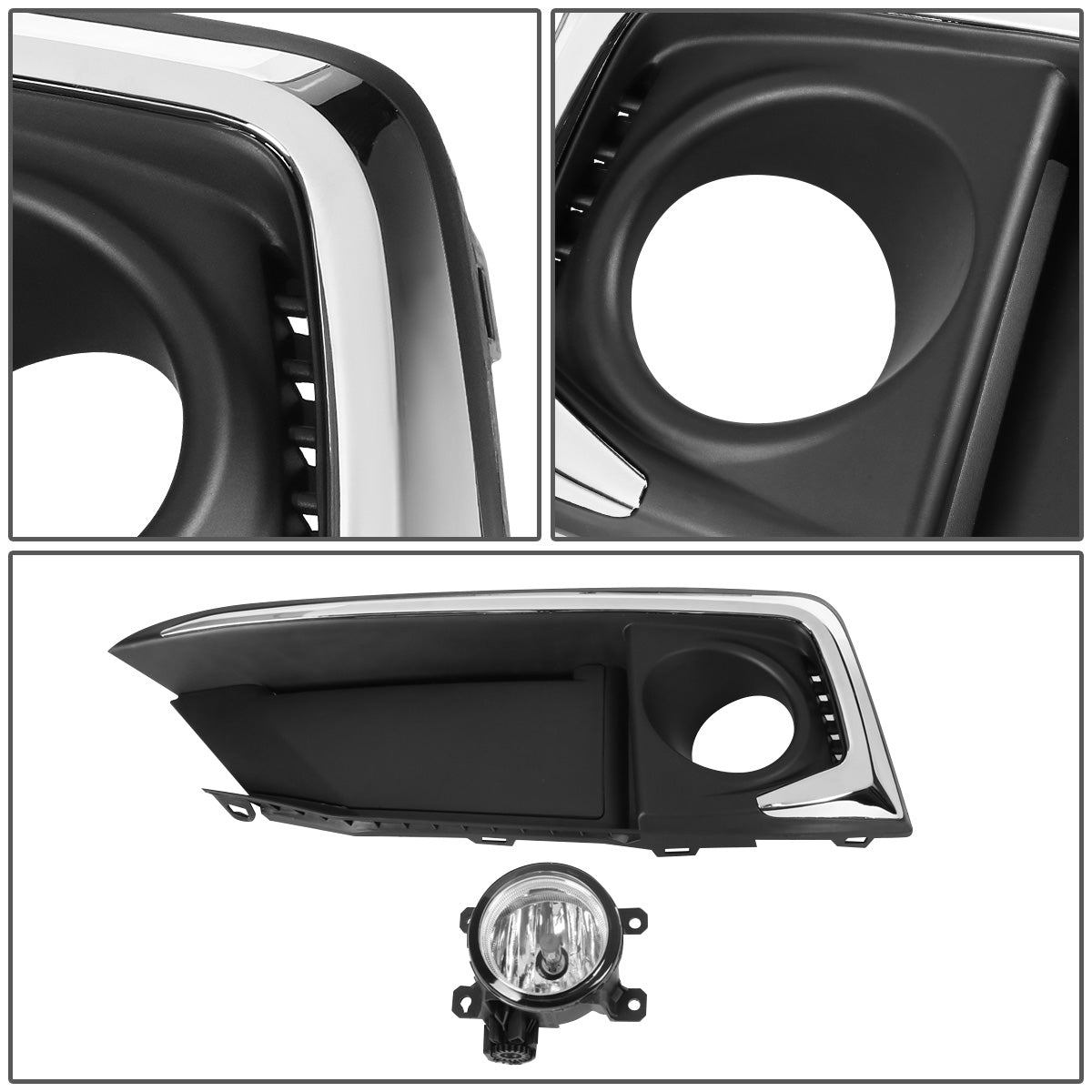 FAROS DE NIEBLA 19-20 HONDA CIVIC 2-DR COUPE, 4-DR SEDAN - WITH SWITCH, CHROME TRIM BEZEL - CHROME / CLEAR