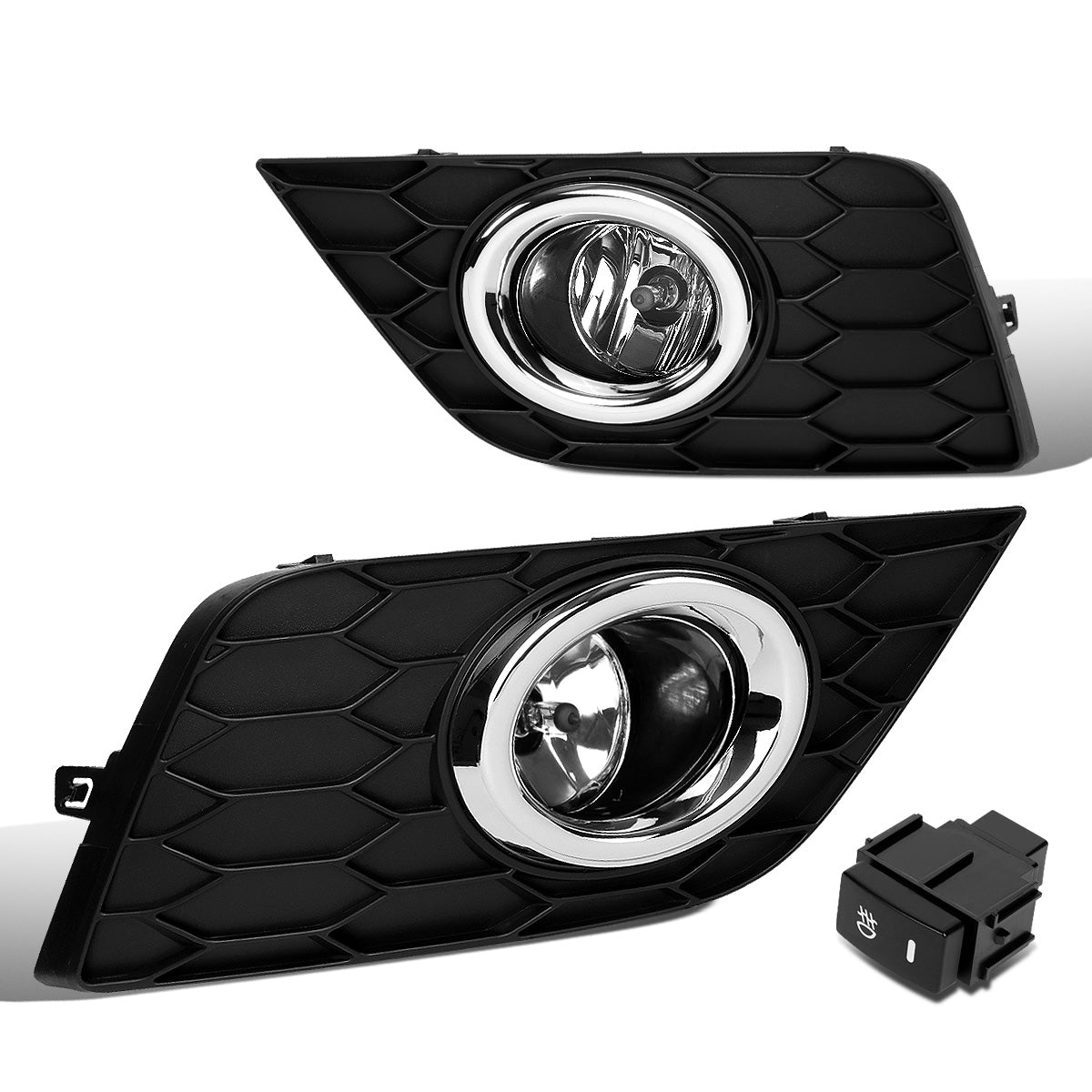 FAROS DE NIEBLA 16-19 NISSAN SENTRA - DOES NOT FIT NISMO MODEL - WITH SWITCH, BLACK BEZEL - CHROME / CLEAR