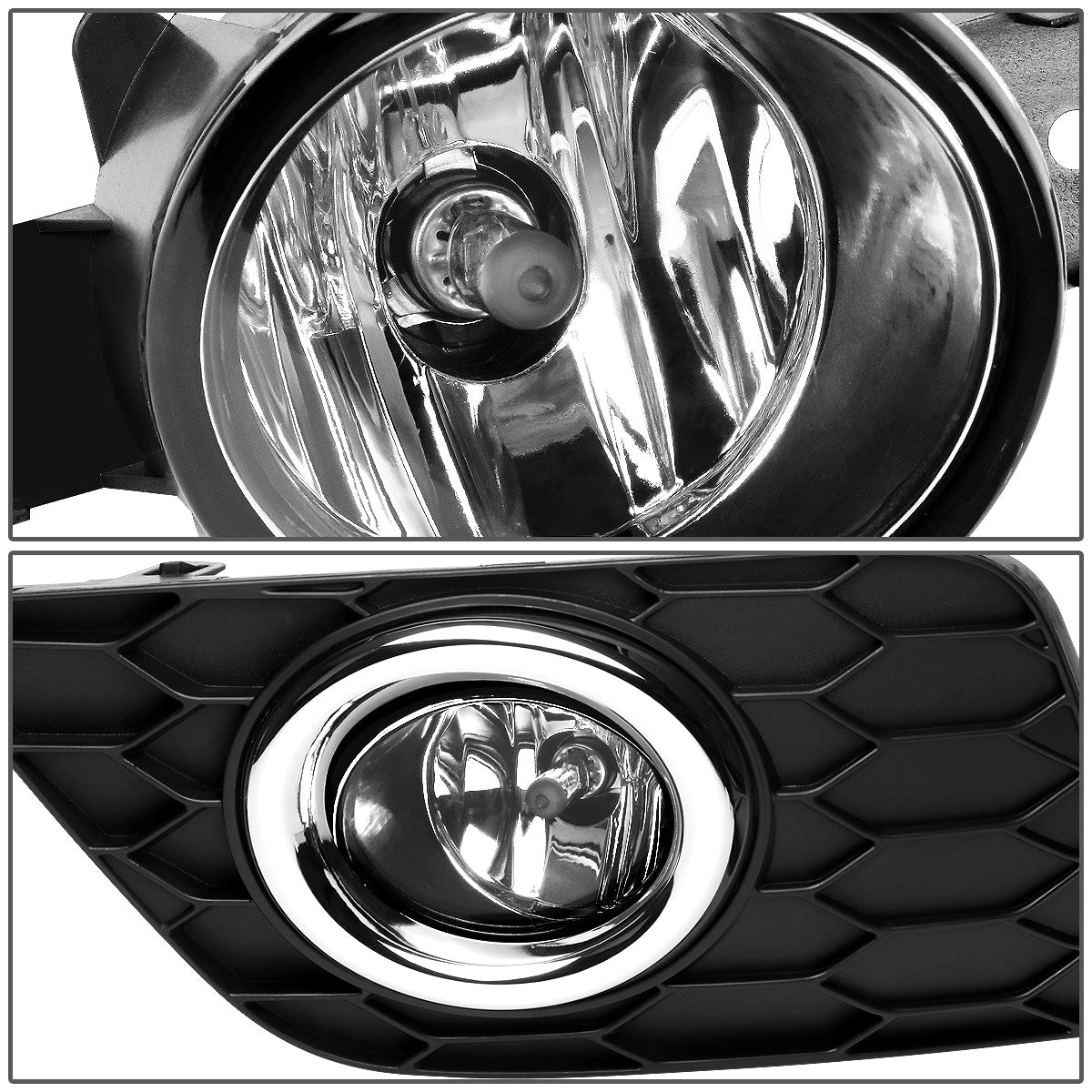 FAROS DE NIEBLA 16-19 NISSAN SENTRA - DOES NOT FIT NISMO MODEL - WITH SWITCH, BLACK BEZEL - CHROME / CLEAR