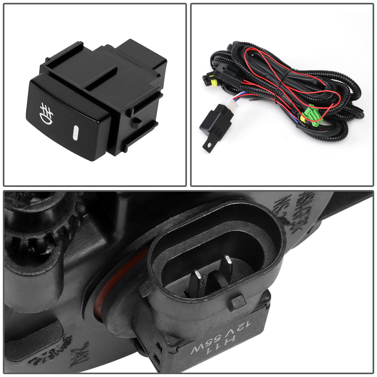 FAROS DE NIEBLA 16-19 NISSAN SENTRA - DOES NOT FIT NISMO MODEL - WITH SWITCH, BLACK BEZEL - CHROME / CLEAR