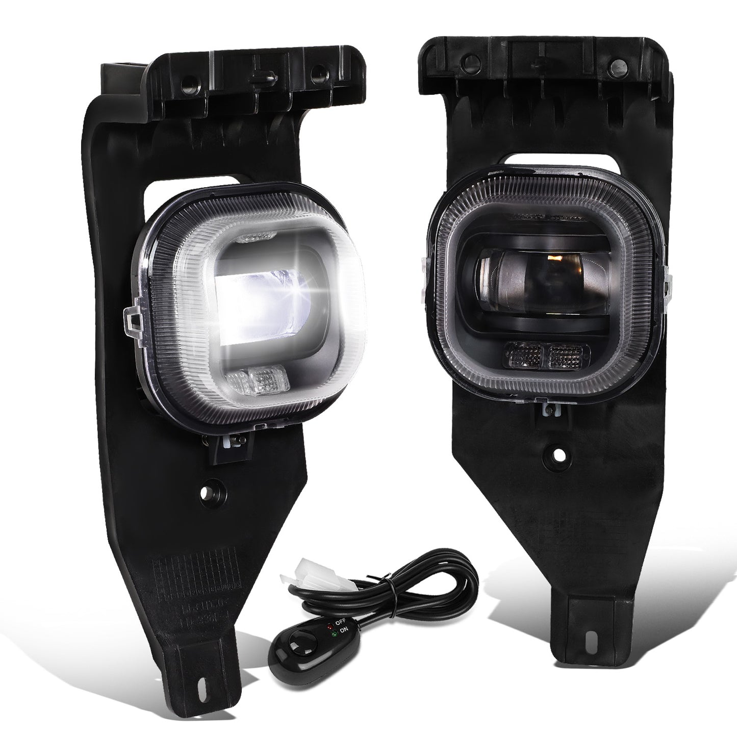 FAROS DE NIEBLA 05-07 FORD F-250, F-350, F-450, F-550 SUPER DUTY / 2005 EXCURSION - PROJECTOR LED - WITH SWITCH, BLACK BEZEL - CHROME / CLEAR