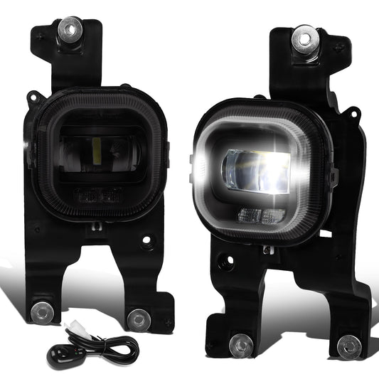 FAROS DE NIEBLA 08-10 FORD F-250, F-350, F-450, F-550 SUPER DUTY - PROJECTOR LED - WITH SWITCH, BLACK BEZEL - SMOKE