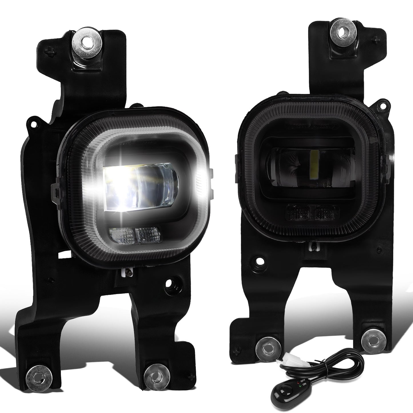 FAROS DE NIEBLA 08-10 FORD F-250, F-350, F-450, F-550 SUPER DUTY - PROJECTOR LED - WITH SWITCH, BLACK BEZEL - SMOKE